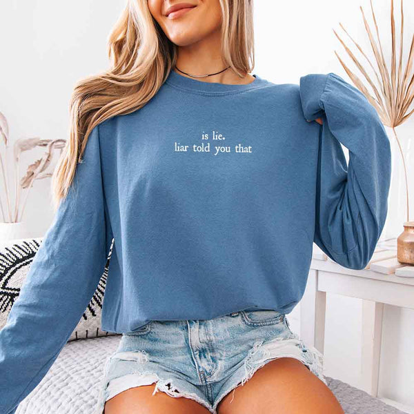 Is Lie, Liar Told You That Comfort Colors Long Sleeve – Hockey Romance BookTok Shirt