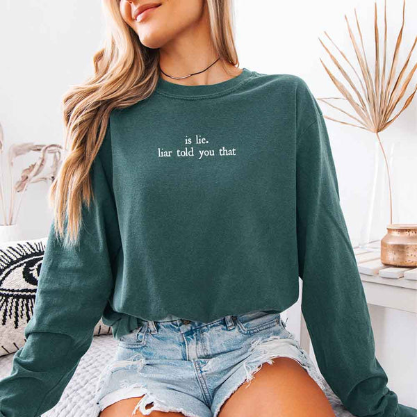 Is Lie, Liar Told You That Comfort Colors Long Sleeve – Hockey Romance BookTok Shirt