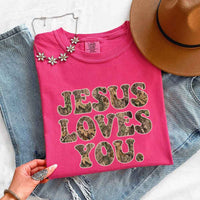 Jesus Loves You Camouflage Comfort Colors - Faith Based Graphic Tee