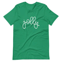 May include a unisex t-shirt featuring a festive “Jolly” Christmas graphic, designed in soft cotton for cheerful holiday wear.