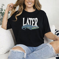 May include Later Gator Vintage 90s unisex t-shirt with retro alligator graphic, classic crew neck, and soft cotton fabric