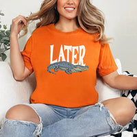 May include Later Gator Vintage 90s unisex t-shirt with retro alligator graphic, classic crew neck, and soft cotton fabric