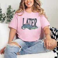May include Later Gator Vintage 90s unisex t-shirt with retro alligator graphic, classic crew neck, and soft cotton fabric