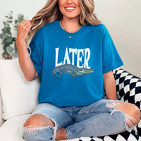 May include Later Gator Vintage 90s unisex t-shirt with retro alligator graphic, classic crew neck, and soft cotton fabric