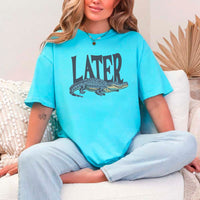 May include Later Gator Vintage 90s unisex t-shirt with retro alligator graphic, classic crew neck, and soft cotton fabric
