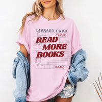 May include Library Card Comfort Colors unisex t-shirt with bookish graphic, relaxed fit, and soft garment-dyed cotton