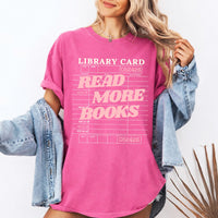 May include Library Card Comfort Colors unisex t-shirt with bookish graphic, relaxed fit, and soft garment-dyed cotton