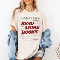 May include Library Card Comfort Colors unisex t-shirt with bookish graphic, relaxed fit, and soft garment-dyed cotton