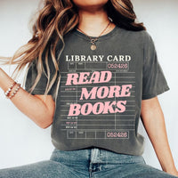 May include Library Card Comfort Colors unisex t-shirt with bookish graphic, relaxed fit, and soft garment-dyed cotton