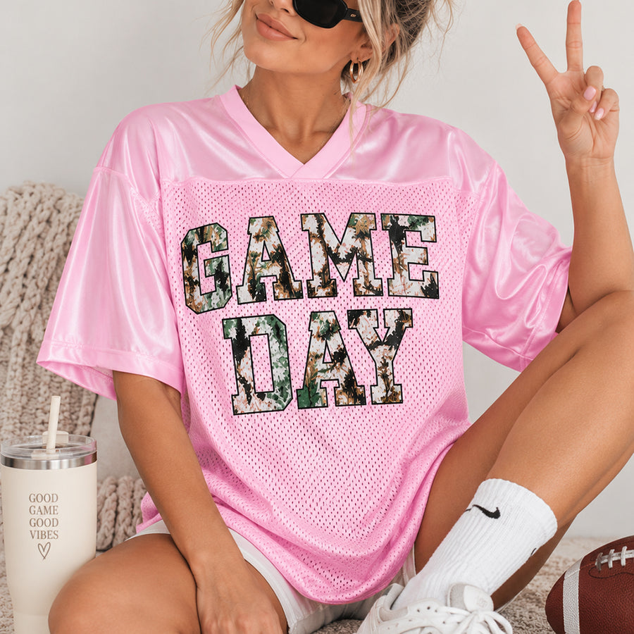 Game Day Jersey - Camo Print Oversized Football Season Tee