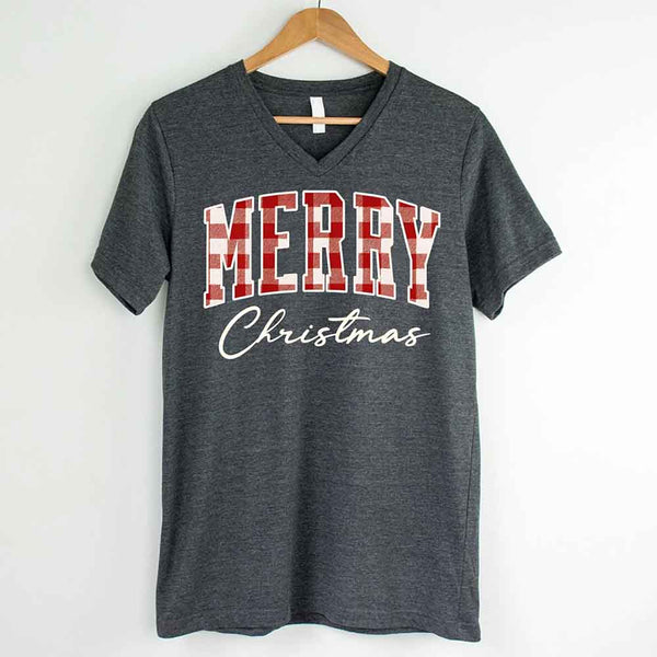 Merry Christmas Matching Shirts - Buffalo Plaid Unisex T-shirt