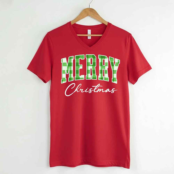 Merry Christmas Matching Shirts - Buffalo Plaid Unisex T-shirt