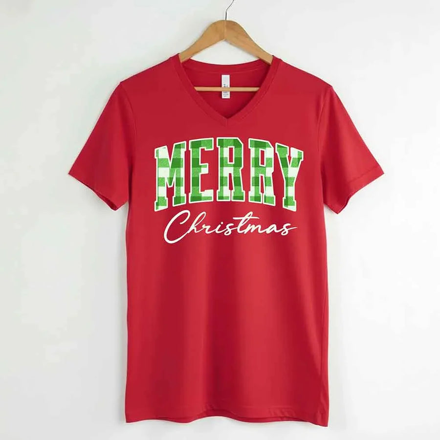 Merry Christmas Matching Shirts - Buffalo Plaid Unisex T-shirt