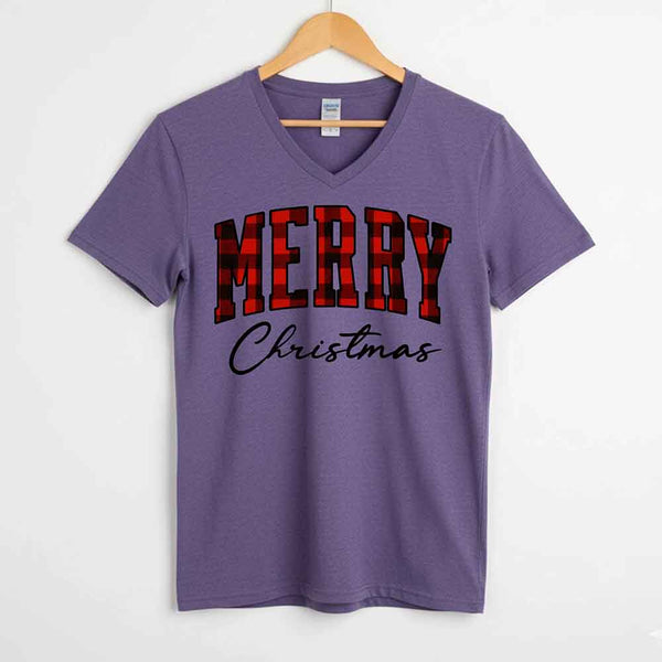 Merry Christmas Matching Shirts - Buffalo Plaid Unisex T-shirt