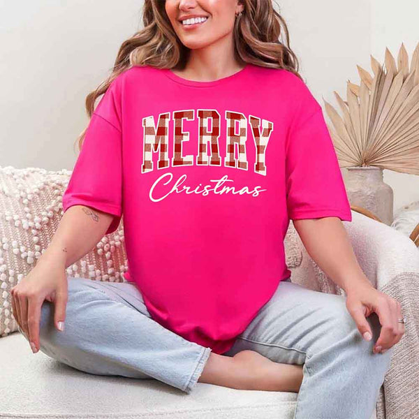 Merry Christmas Matching Shirts - Buffalo Plaid Unisex T-shirt