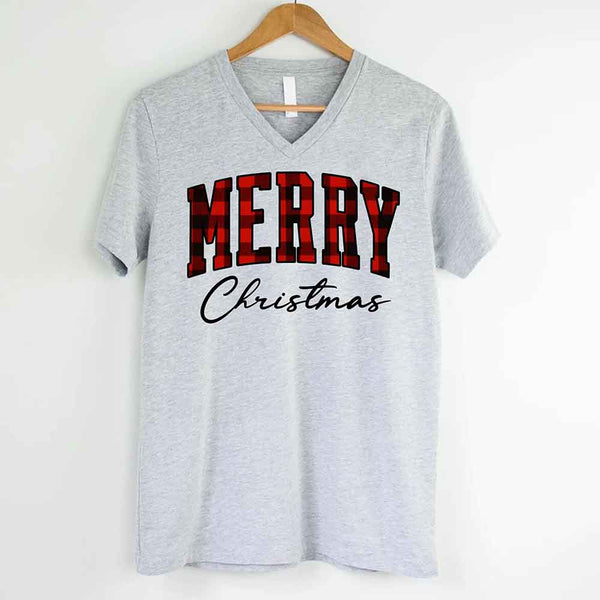 Merry Christmas Matching Shirts - Buffalo Plaid Unisex T-shirt