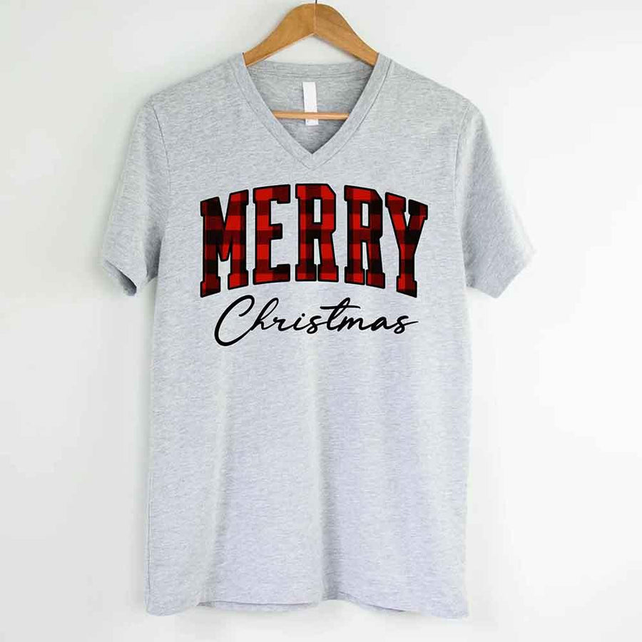 Merry Christmas Matching Shirts - Buffalo Plaid Unisex T-shirt