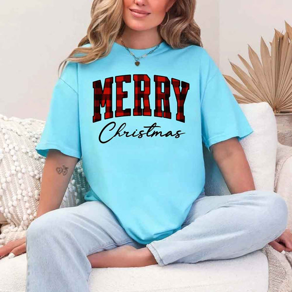 Merry Christmas Matching Shirts - Buffalo Plaid Unisex T-shirt