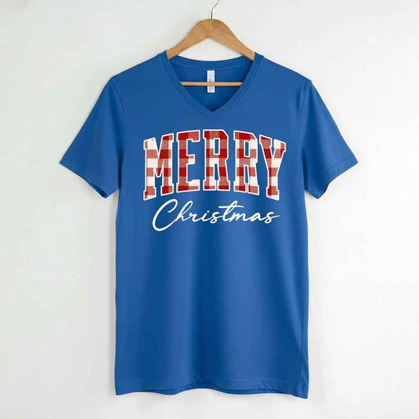 Merry Christmas Matching Shirts - Buffalo Plaid Unisex T-shirt