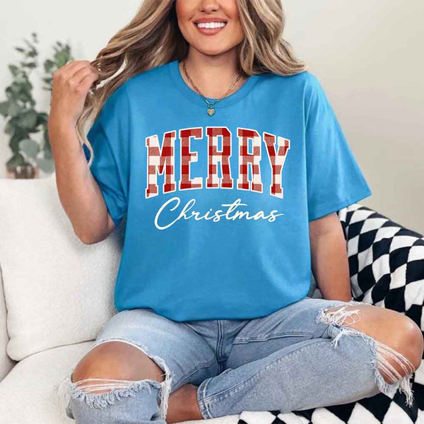 Merry Christmas Matching Shirts - Buffalo Plaid Unisex T-shirt
