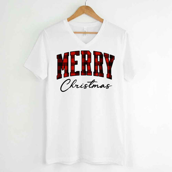 Merry Christmas Matching Shirts - Buffalo Plaid Unisex T-shirt