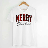 Merry Christmas Matching Shirts - Buffalo Plaid Unisex T-shirt