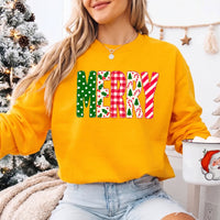 May include a Merry Crewneck Christmas Sweatshirt featuring a festive holiday statement design, classic pullover style, and seasonal apparel for Christmas parties, family gatherings, winter outfits, and holiday gifting.