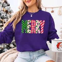 May include a Merry Crewneck Christmas Sweatshirt featuring a festive holiday statement design, classic pullover style, and seasonal apparel for Christmas parties, family gatherings, winter outfits, and holiday gifting.