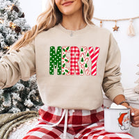 May include a Merry Crewneck Christmas Sweatshirt featuring a festive holiday statement design, classic pullover style, and seasonal apparel for Christmas parties, family gatherings, winter outfits, and holiday gifting.