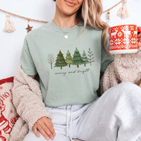 Merry & Bright Trees Comfort Colors Christmas T-Shirt