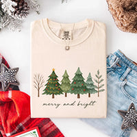 Merry & Bright Trees Comfort Colors Christmas T-Shirt