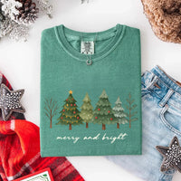 Merry & Bright Trees Comfort Colors Christmas T-Shirt