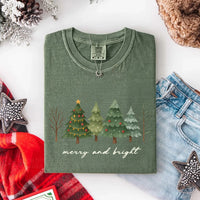 Merry & Bright Trees Comfort Colors Christmas T-Shirt