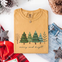 Merry & Bright Trees Comfort Colors Christmas T-Shirt