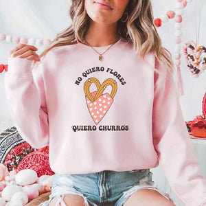 No Quiero Flores Valentine Sweatshirt - Cute Churros Valentine Day's Sweater
