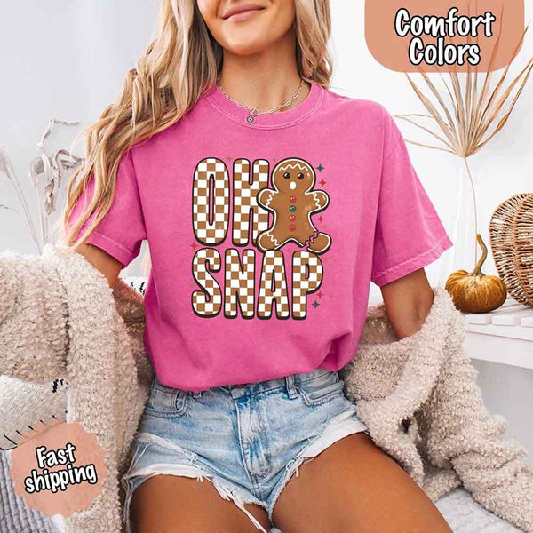 Oh Snap Gingerbread Comfort Colors Christmas Shirt – Trendy Women’s Holiday Tee