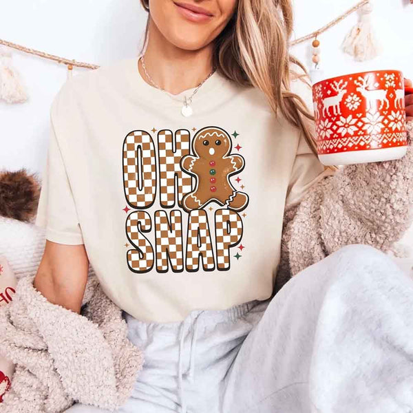 Oh Snap Gingerbread Comfort Colors Christmas Shirt – Trendy Women’s Holiday Tee