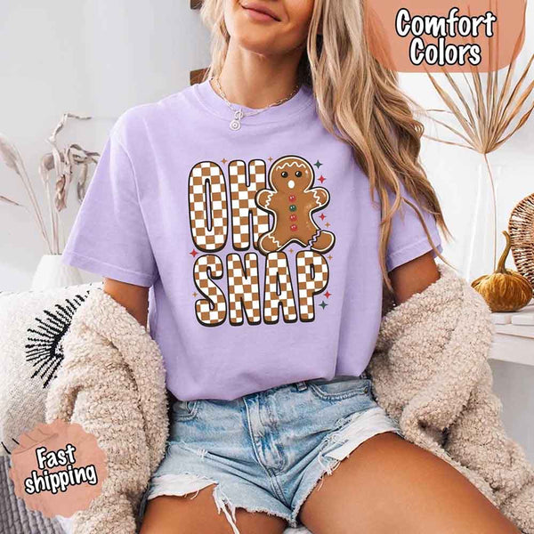 Oh Snap Gingerbread Comfort Colors Christmas Shirt – Trendy Women’s Holiday Tee