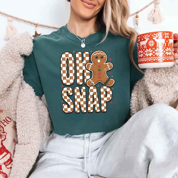 Oh Snap Gingerbread Comfort Colors Christmas Shirt – Trendy Women’s Holiday Tee