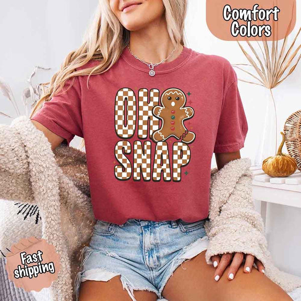 Oh Snap Gingerbread Comfort Colors Christmas Shirt – Trendy Women’s Holiday Tee
