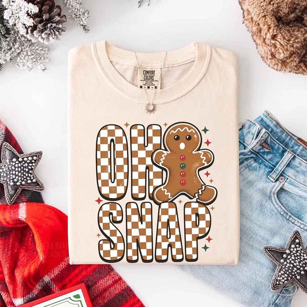 Oh Snap Gingerbread Comfort Colors Christmas Shirt – Trendy Women’s Holiday Tee