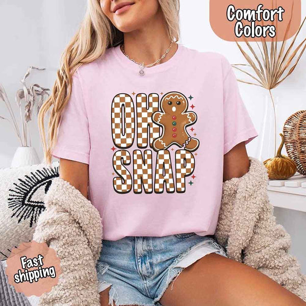 Oh Snap Gingerbread Comfort Colors Christmas Shirt – Trendy Women’s Holiday Tee
