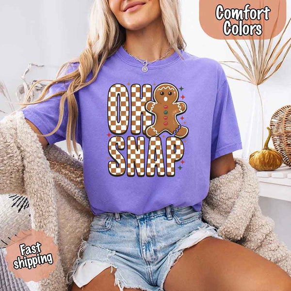 Oh Snap Gingerbread Comfort Colors Christmas Shirt – Trendy Women’s Holiday Tee