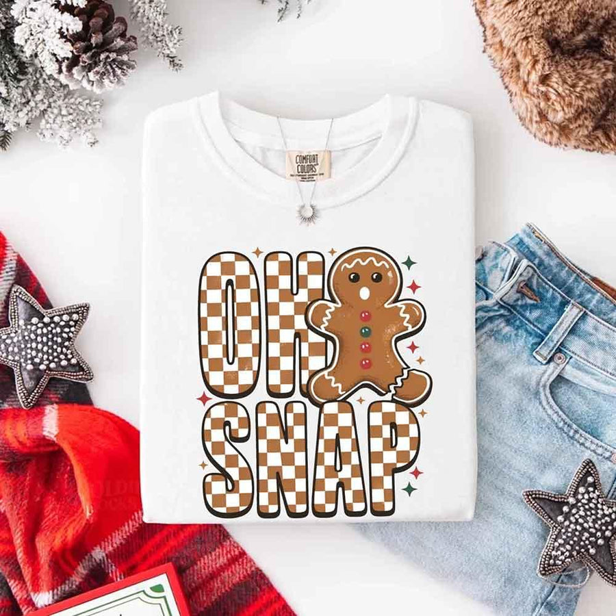 Oh Snap Gingerbread Comfort Colors Christmas Shirt – Trendy Women’s Holiday Tee