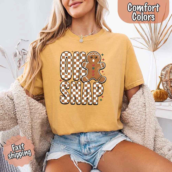 Oh Snap Gingerbread Comfort Colors Christmas Shirt – Trendy Women’s Holiday Tee