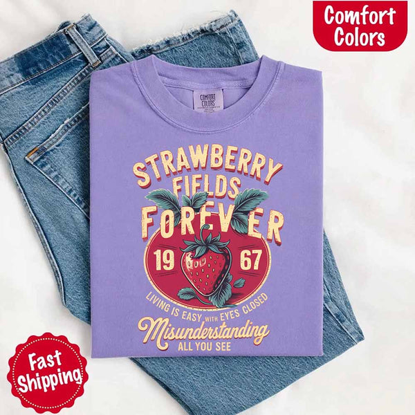 Old School Rock Band Tee – Strawberry Fields Comfort Colors Shirt