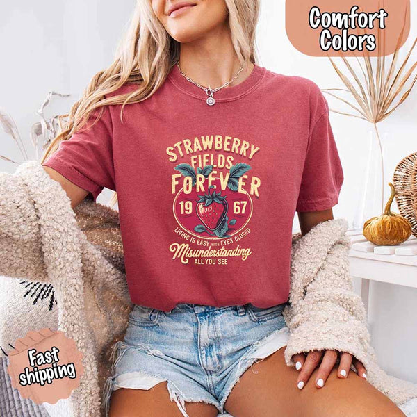 Old School Rock Band Tee – Strawberry Fields Comfort Colors Shirt