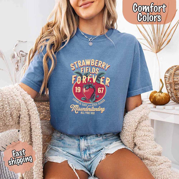 Old School Rock Band Tee – Strawberry Fields Comfort Colors Shirt