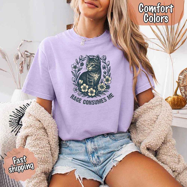 Rage Consumes Me kitten and flowers vintage graphic tee