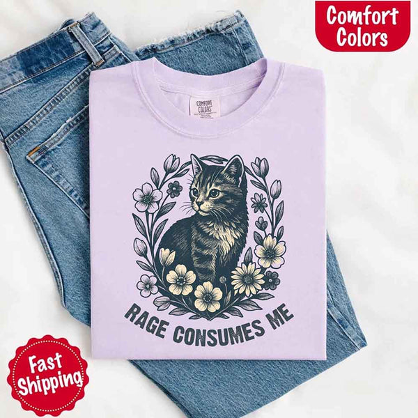 Rage Consumes Me kitten and flowers vintage graphic tee